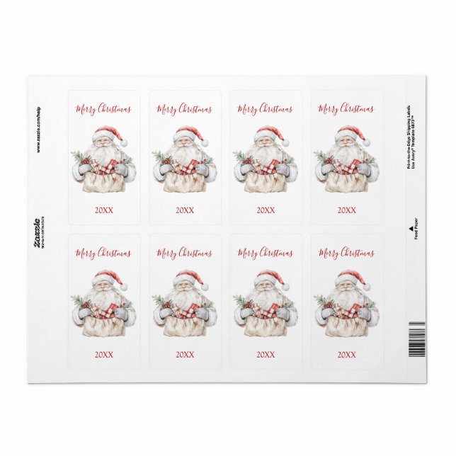Santa with Presents Christmas Label (Full Sheet)
