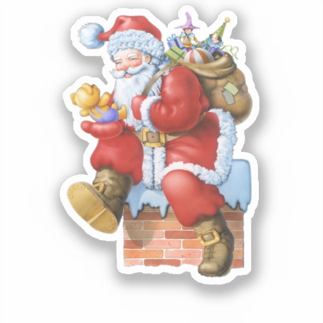 Santa with presents cut sticker (Front)
