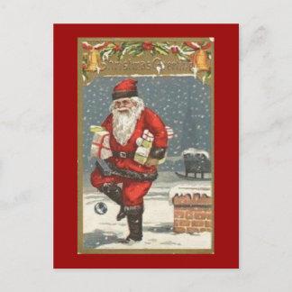 Santa With Presents Holiday Postcard