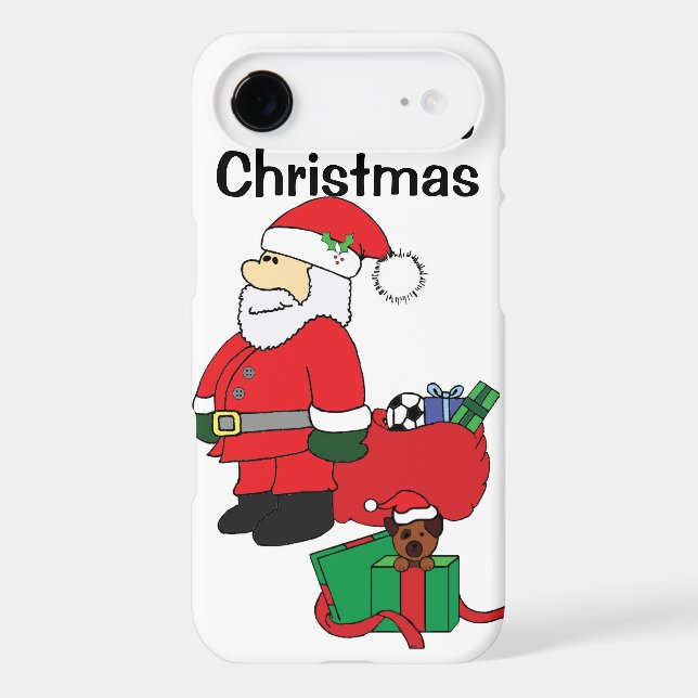 Santa with Puppy in Gift Box iphone case (Back)