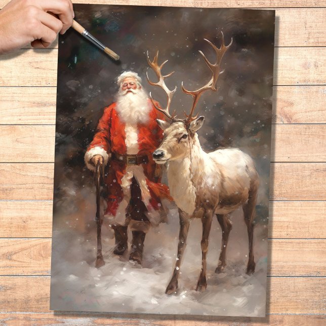 Santa with Reindeer 1 Decoupage Paper (Creator Uploaded)