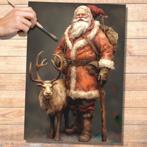 Santa with Reindeer 2 Decoupage Paper