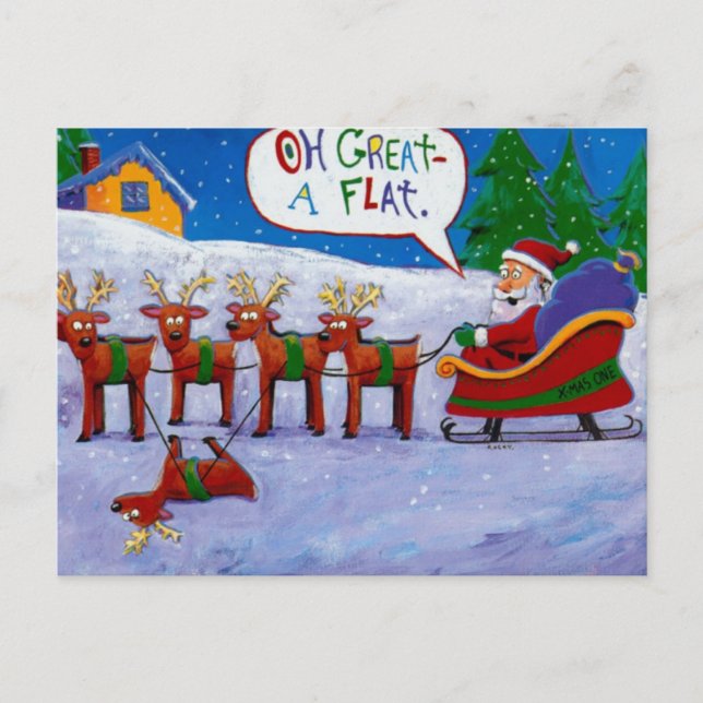 Santa with Reindeer Postcard (Front)