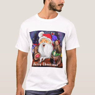 Santa with Reindeers Funny Christmas T-Shirt