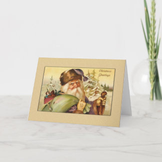 Santa with Sack Greetings Holiday Card