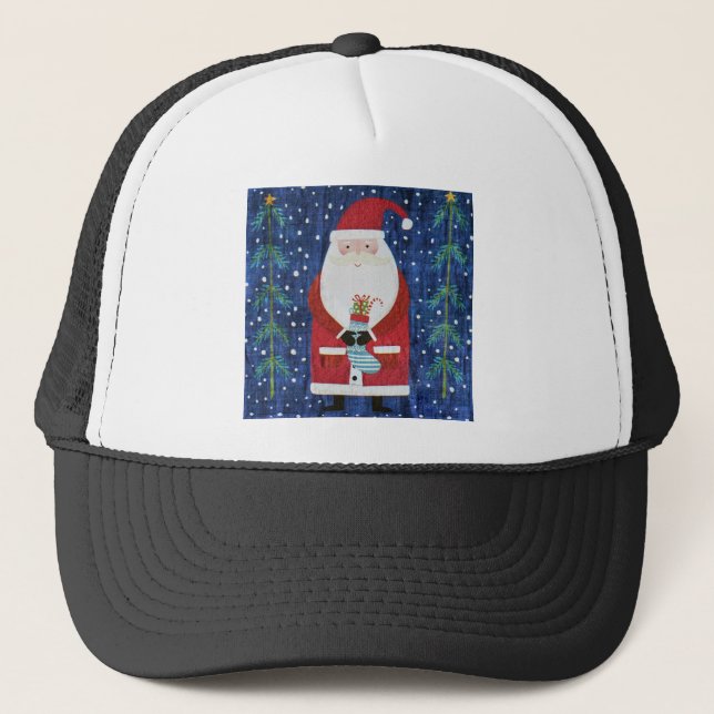Santa with Stocking Trucker Hat (Front)