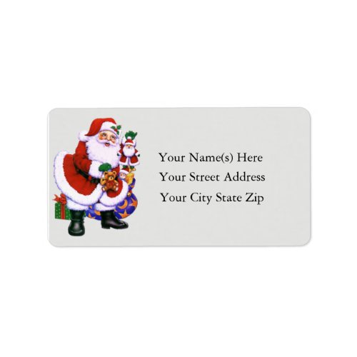 Santa With Toys Vintage Address Label