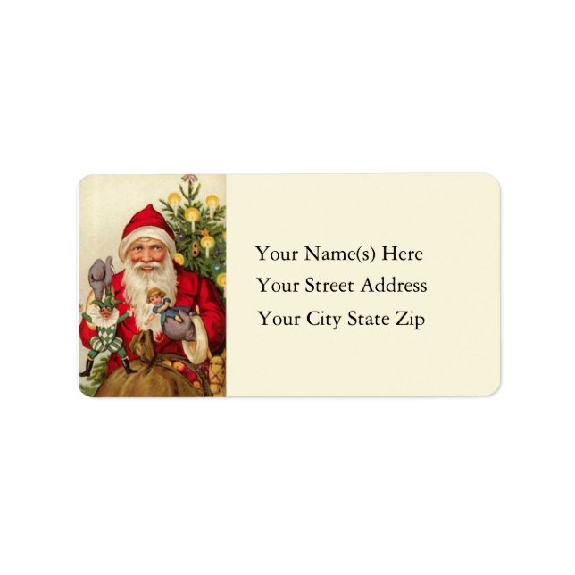 Santa With Toys Vintage Address Label (Front)