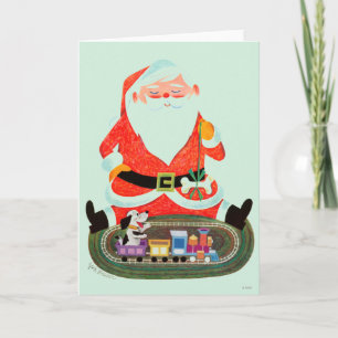 Santa with Train Holiday Card