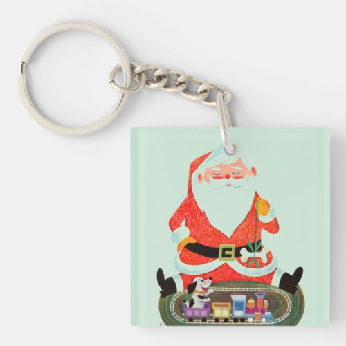 Santa with Train Keychain