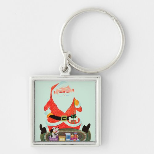 Santa with Train Keychain