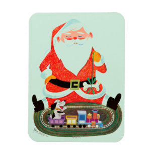 Santa with Train Magnet