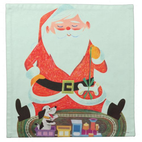 Santa with Train Napkin