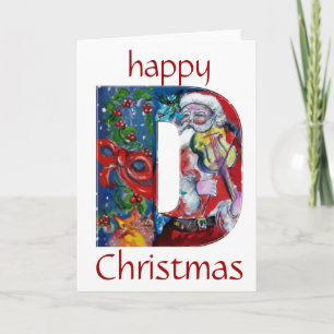 SANTA WITH VIOLIN D MONOGRAM HOLIDAY CARD