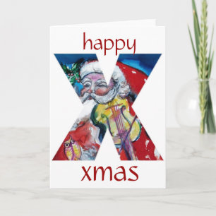 SANTA WITH VIOLIN MONOGRAM HOLIDAY CARD