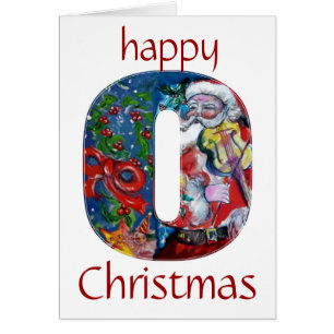 SANTA WITH VIOLIN  O MONOGRAM CARDS