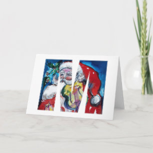 SANTA WITH VIOLIN W MONOGRAM HOLIDAY CARD