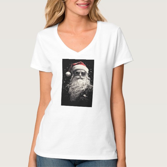 "Santa" Women's White Christmas T-shirt (Front)