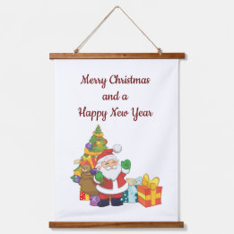 Santa Wood Topped Wall Tapestry