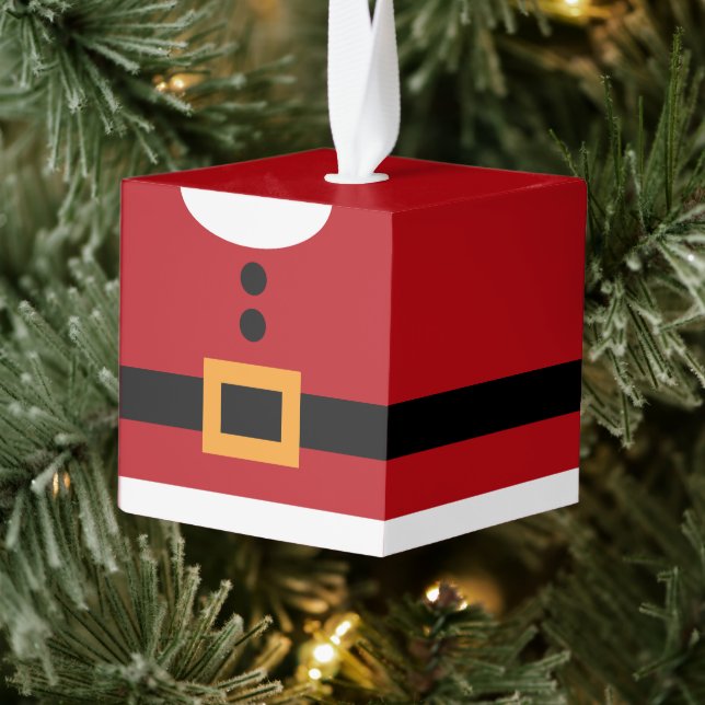 Santa Wooden Cube Christmas Ornament (Tree)