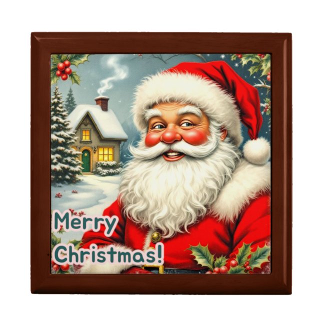 Santa Wooden Keepsake Box (Front)