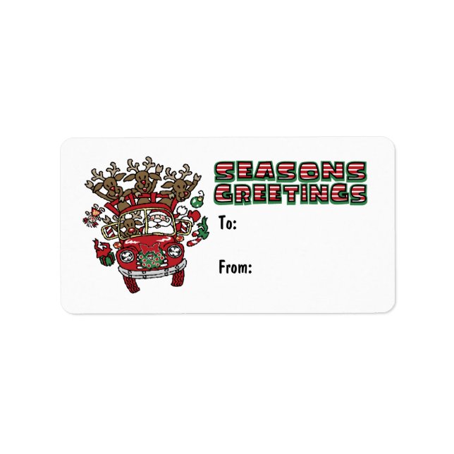 Santa Woody and His Reindeer Christmas Cartoon Label (Front)