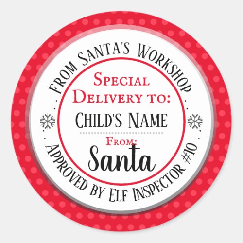 Santa Workshop Personalized Name Classic Round Sticker