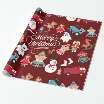 Santa Workshop Toys Elves Christmas Wrapping Paper by UniqueChristmasGifts at Zazzle