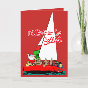 Santa Would Rather Be Sailing at Christmas Holiday Card