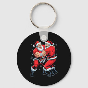 Santa Wrestling Lover Funny Wrestler Xmas Christma Keychain