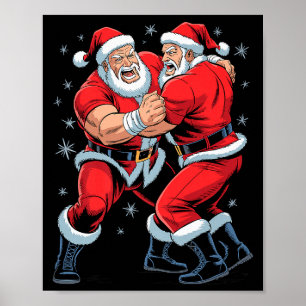 Santa Wrestling Lover Funny Wrestler Xmas Christma Poster