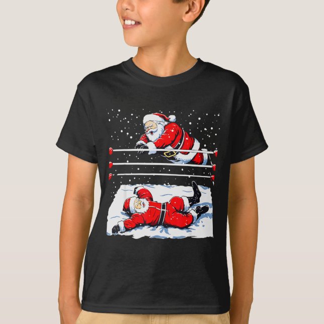Santa Wrestling Lover Wrestler Christmas Xmas Paja T-Shirt (Front)