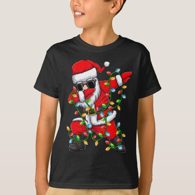 Santa Xmas Lights Girls Boys Kids Christmas Gifts  T-Shirt (Front)