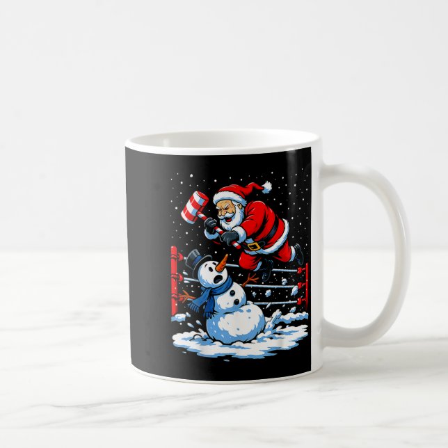 Santa Xmas Snow Lights Wrestling Funny Wrestling C Coffee Mug (Right)
