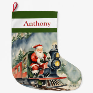 Santa Xmas Train Large Christmas Stocking