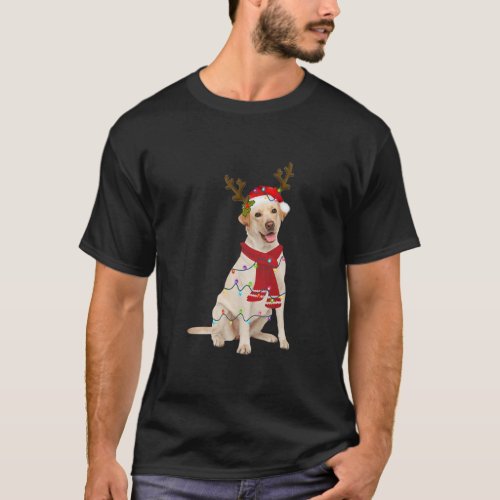 Santa Yellow Labrador Dog Gorgeous Reindeer Light T_Shirt