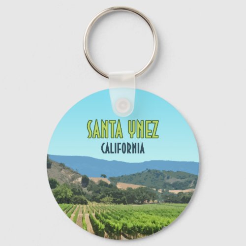 Santa Ynez California Vineyard Vintage Keychain