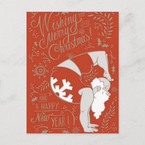 Santa Yoga Christmas Postcard