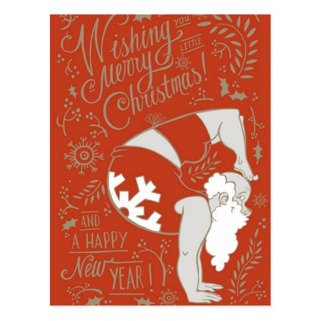 Santa Yoga Christmas Postcard