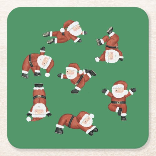 Santa Yoga  Square Paper Coaster