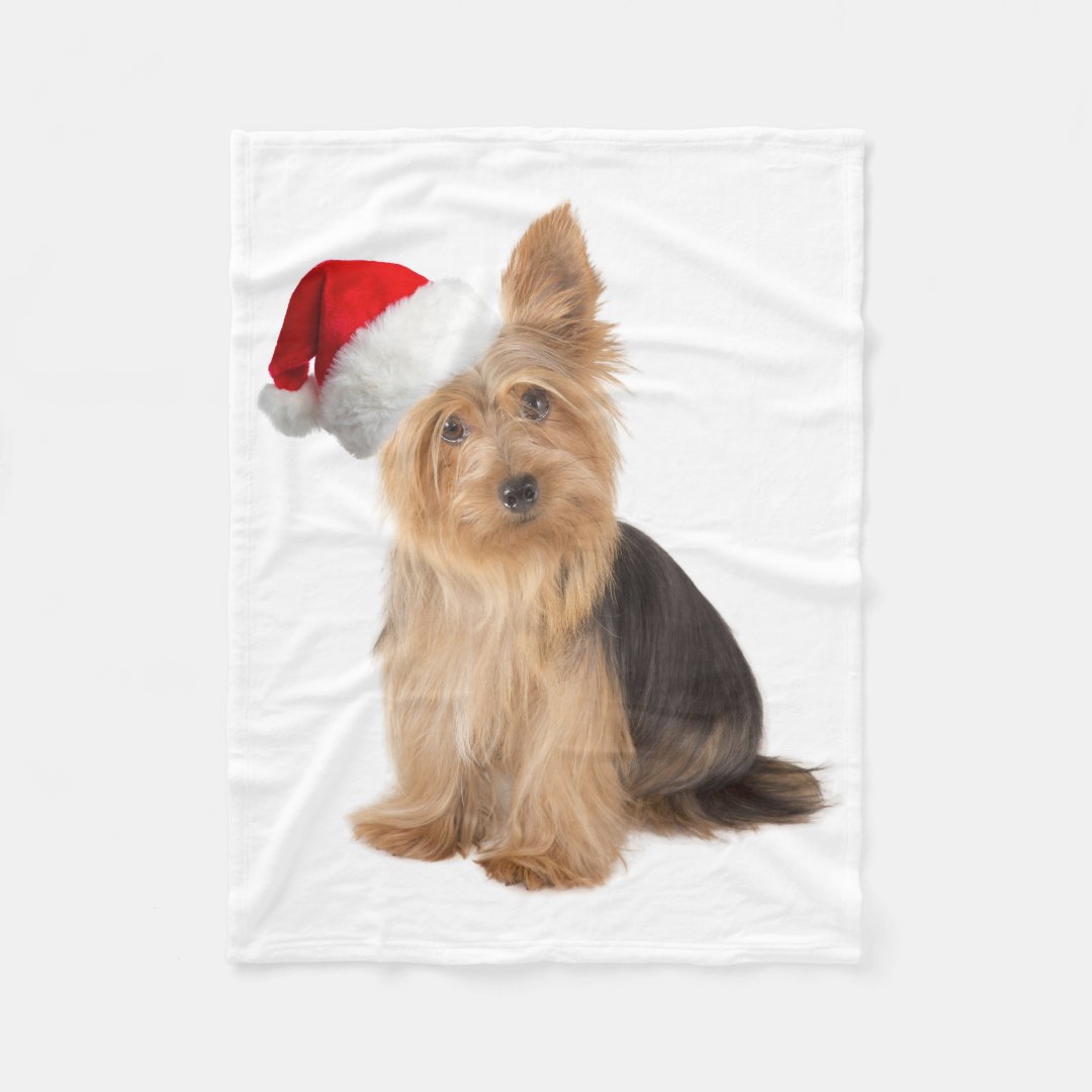 Santa Yorkie Fleece Blanket Zazzle