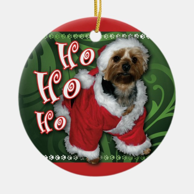Santa Yorkie Ornament (Front)