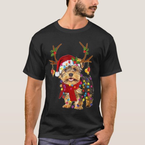 Santa yorkie terrier dog gorgeous reindeer Light T_Shirt