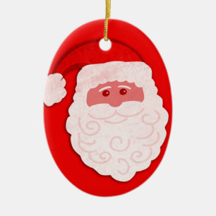 Santa "your greetings" red & white ornament