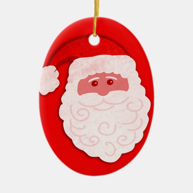 Santa "your greetings" red & white ornament (Front)