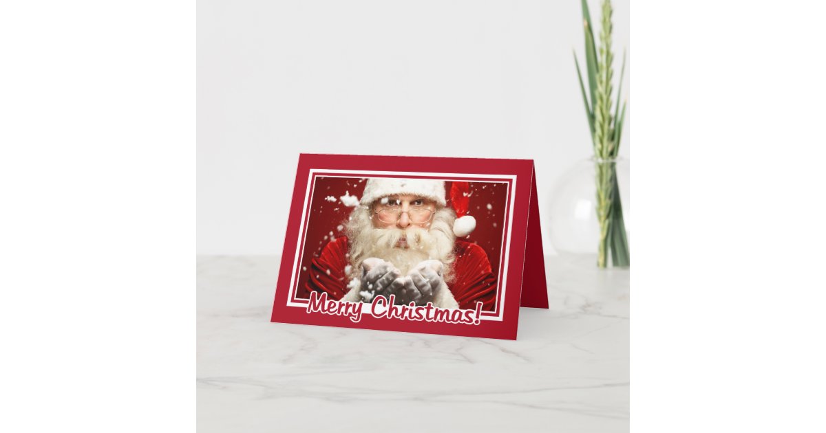 Santa / YOUR PHOTO Christmas Frame greeting card | Zazzle