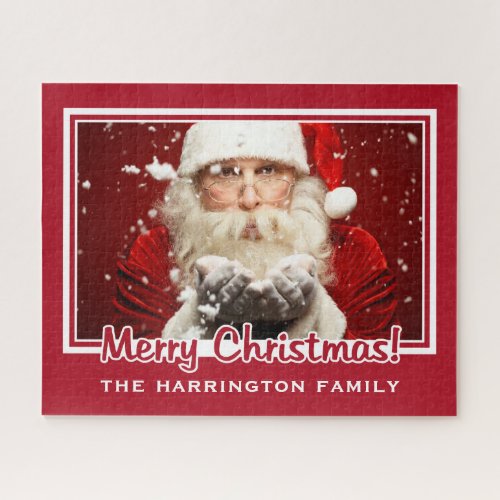 Santa  YOUR PHOTO custom name Christmas puzzle