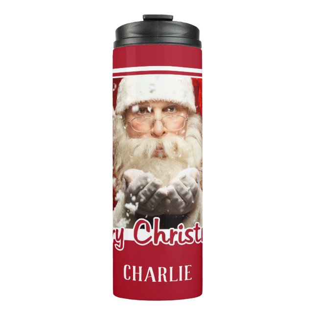 Santa / YOUR PHOTO custom name Christmas tumbler (Front)
