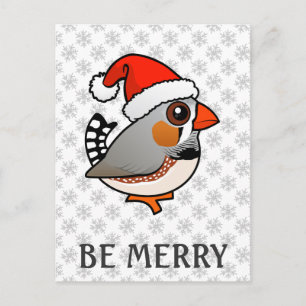 Santa Zebra Finch Holiday Postcard