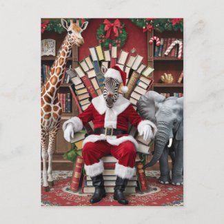 Santa Zebra,Giraffe, and Elephant